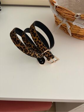 PrettyLittleThing Leopard Print Belt with Gold Buckle